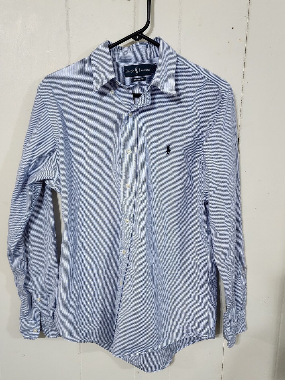 Polo Ralph Lauren Blue & White Pinstripe Button-Down Dress Shirt Size Medium